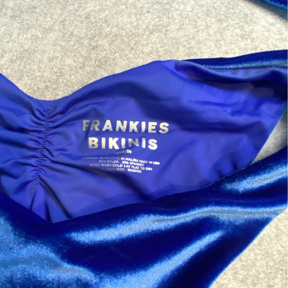 S04 Frankie’s Bikinis Blue Velour Swimsuit M